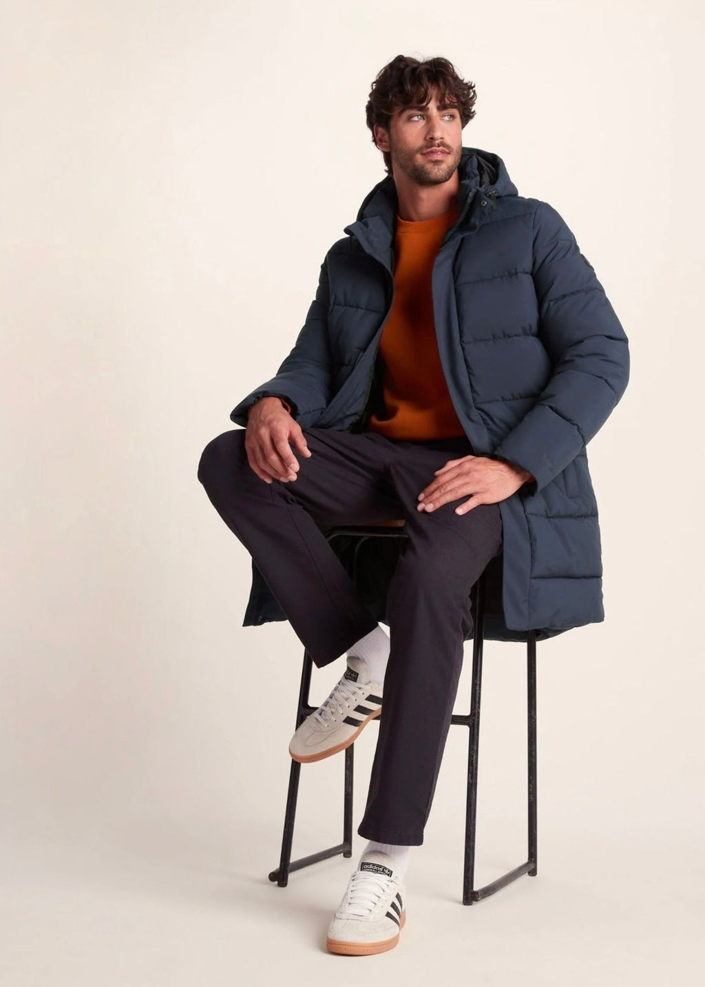 Navy Puffer Coat for Men - AR - Rehman Collection