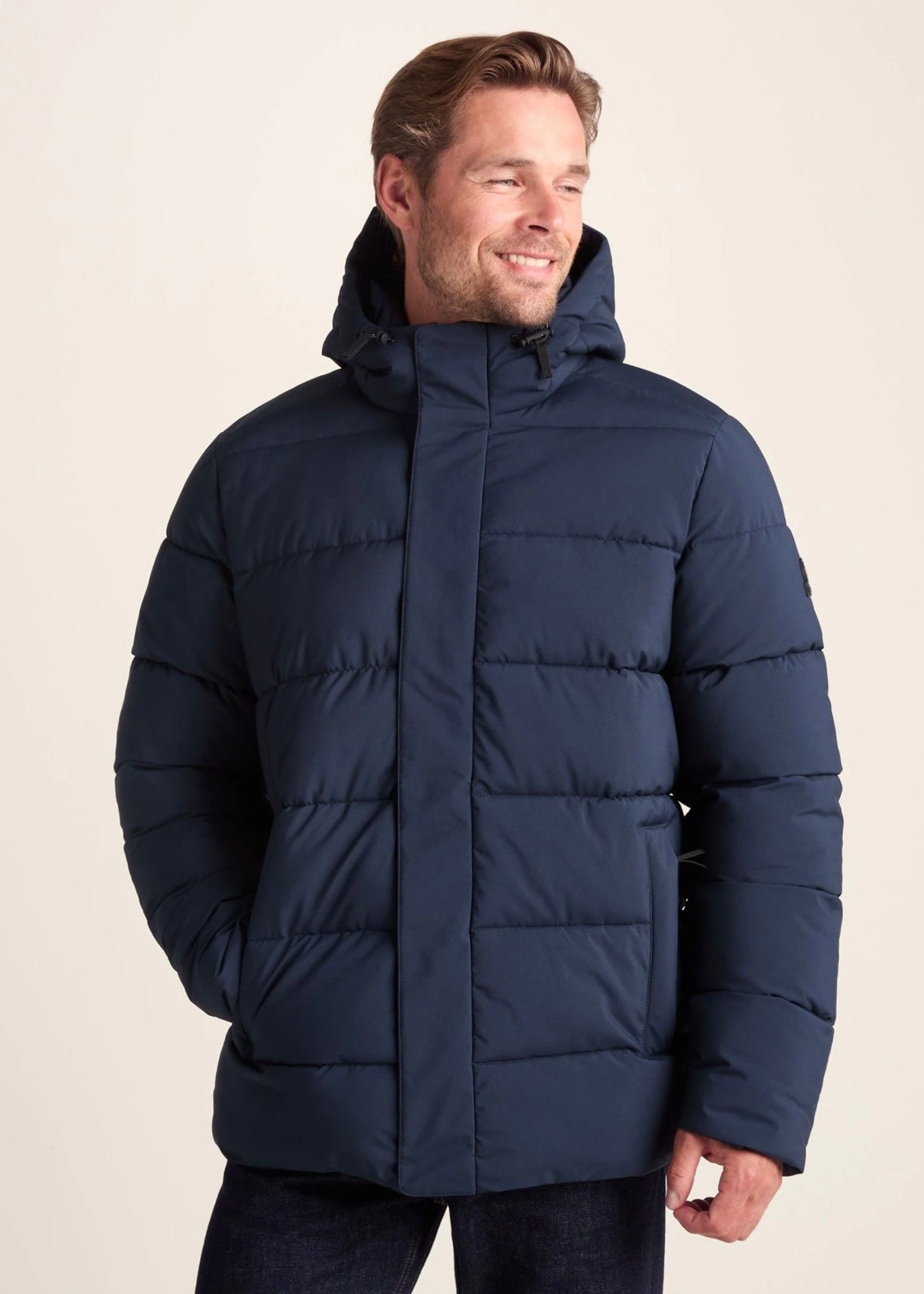 Navy Puffer Jacket with Hood For Men - AR - Rehman Collection