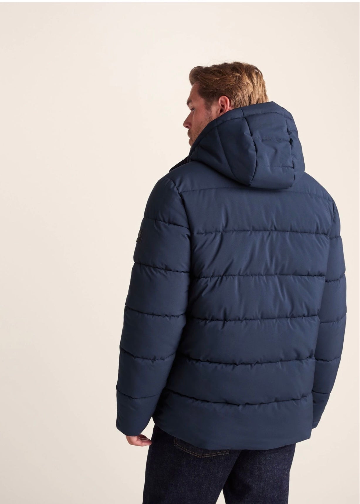 Navy Puffer Jacket with Hood For Men - AR - Rehman Collection