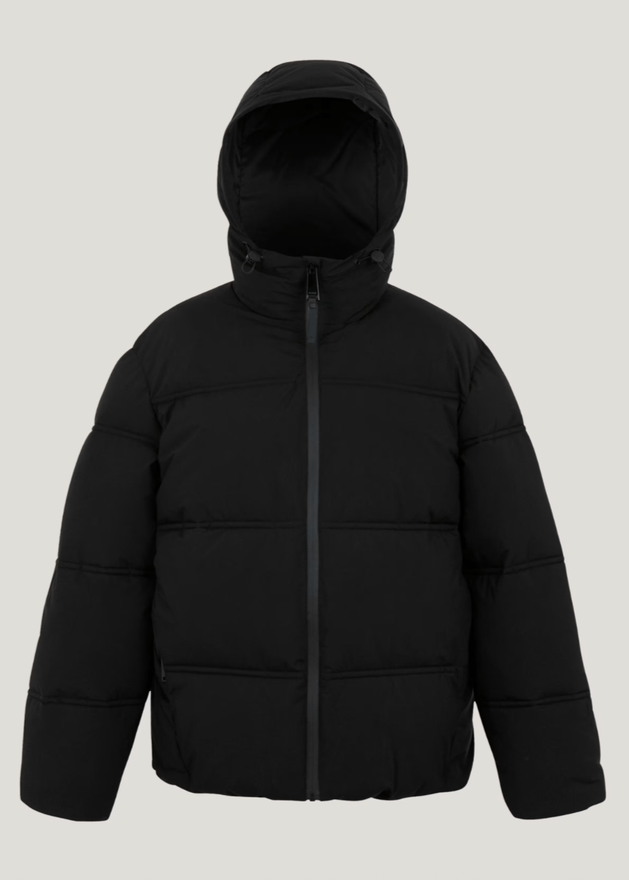 Women’s Black Cropped Puffer Jacket with Hood - AR - Rehman Collection