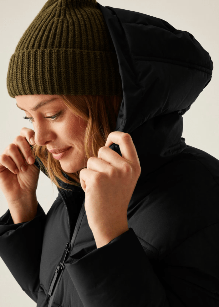 Women’s Black Cropped Puffer Jacket with Hood - AR - Rehman Collection